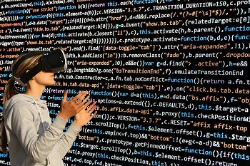 Software Developer using VR headset